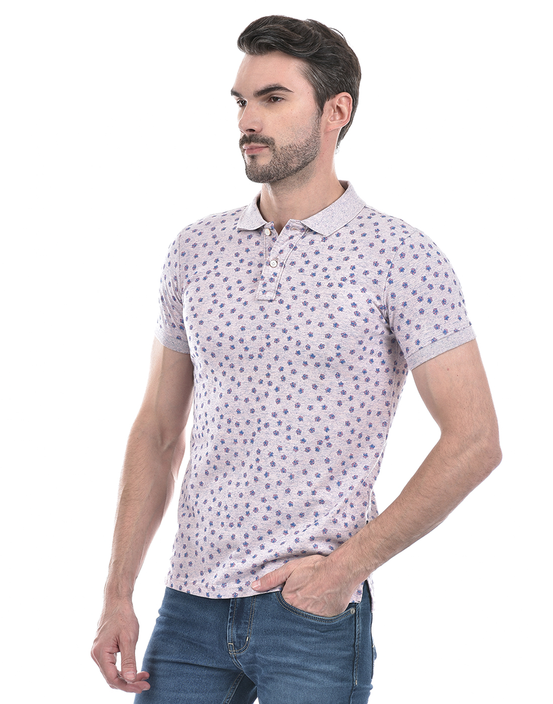 Numero Uno Men Floral Print Pink T-Shirt